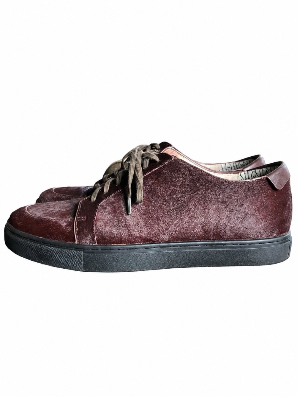 Matt Bernson Calf Hair Leather Sneakers Burgundy Oxblood Women’s 10 - Picture 3 of 10